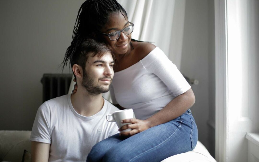 couple staring at the window