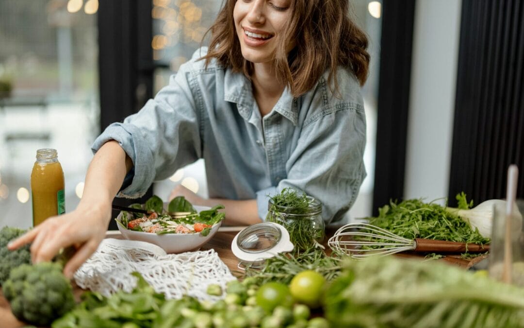 woman eating salad